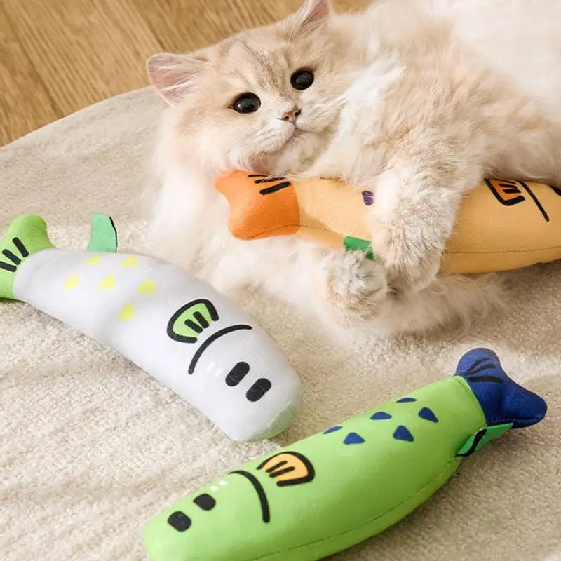 Realistic Fish Cat Toy Interactive Chew Toy Fish Shape Linen Kitten Teasing Toy Stimulates Play Soft Catnip Crinkle Toys