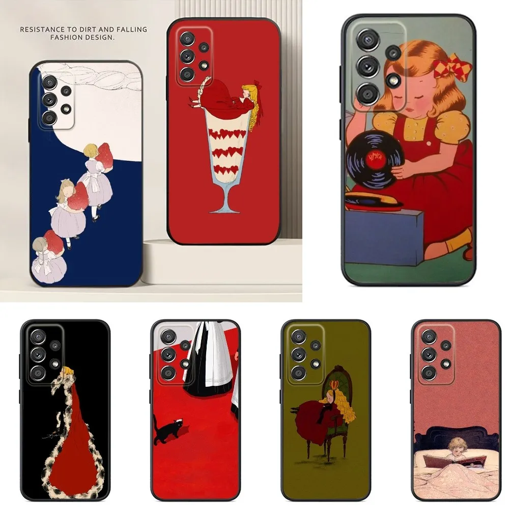 

girl red art Phone Case For Samsung S24,S23,S22,S21,S20,S10,S10E,S9 Ultra Plus FE Note 20 Ultra 10 9 Plus Case