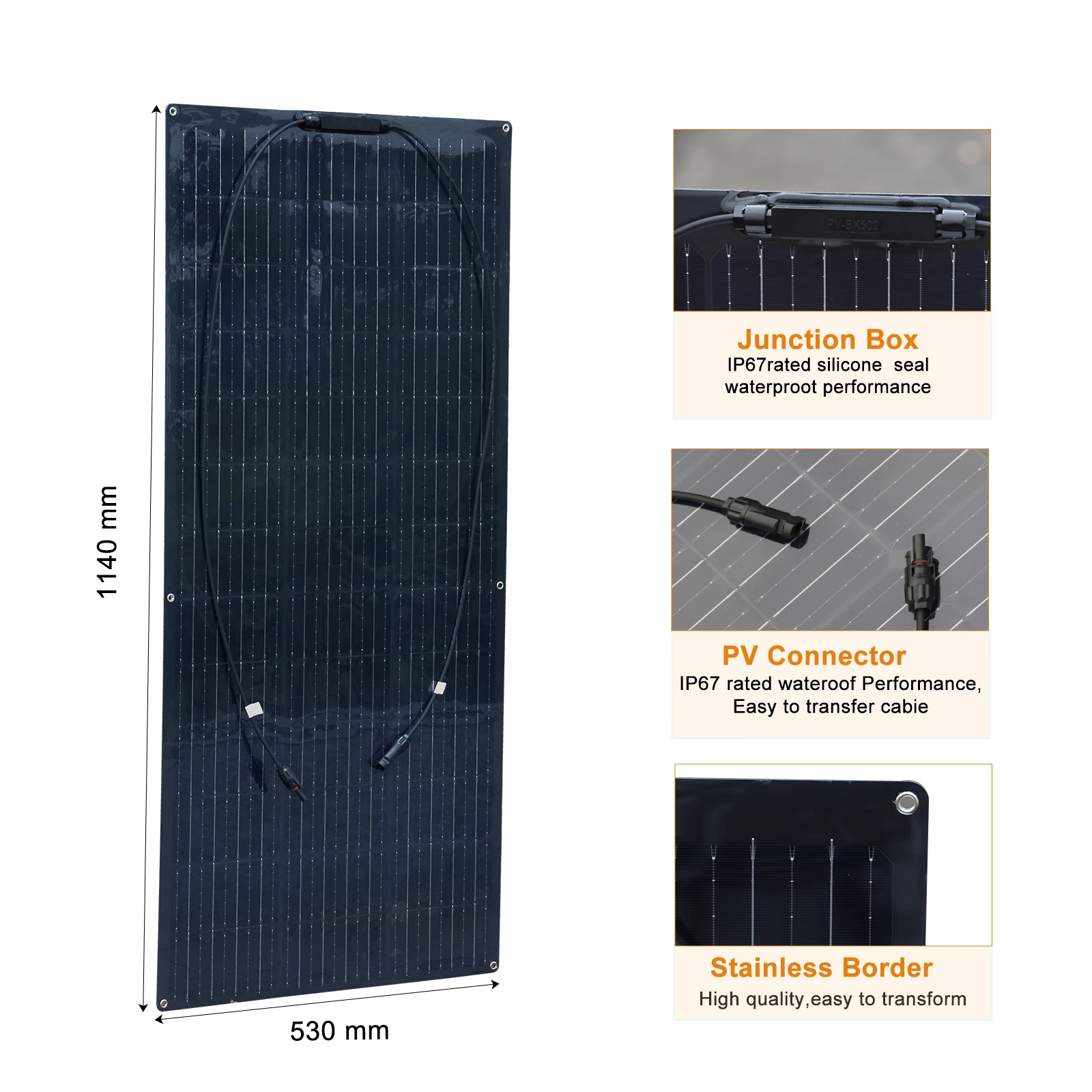 50W 100W 120W 150W 200W Flexible Solar Panels 12v 24v Solar Photovoltaic Charging Panel, for Camper Boat RV Home, Ship from US
