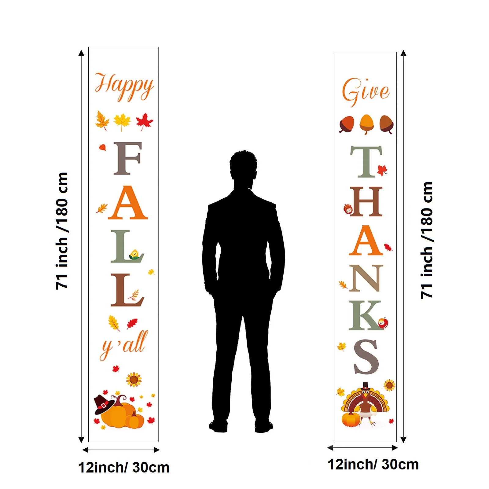 Thanksgiving Decorations for Home |Fall Decorations |Happy Fall Y'all & Give Thanks Porch Banners for Autumn Harvest Decorations