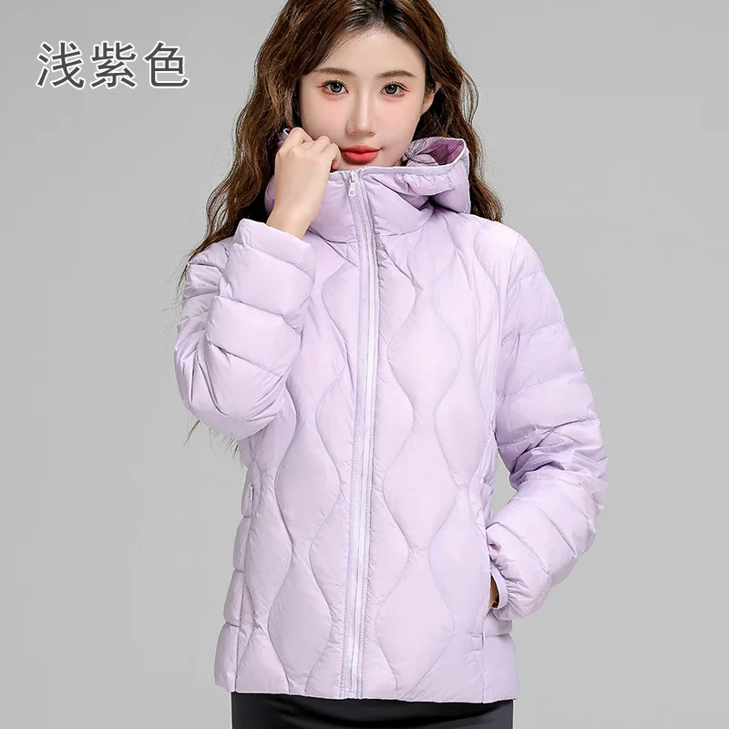 

2024 New Autumn Winter Warm Light Thin White Duck Down Coat Women Hooded Down Jacket Female Slim Bigsize Puffer Parkas Outwears