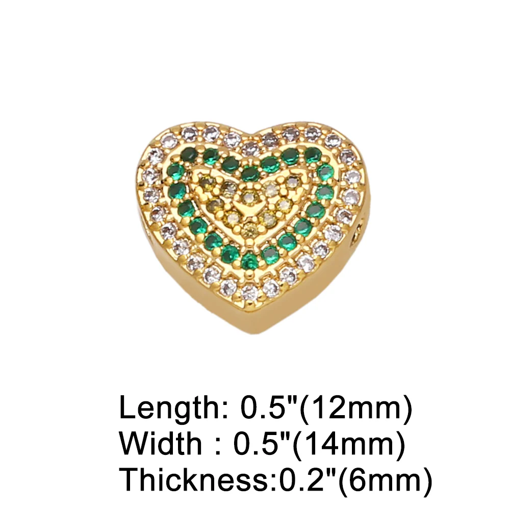 OCESRIO Multiple Color Heart Charm DIY Handmade Copper Gold Plated CZ Jewelry Making Supplies Bracelet Making Component chma161