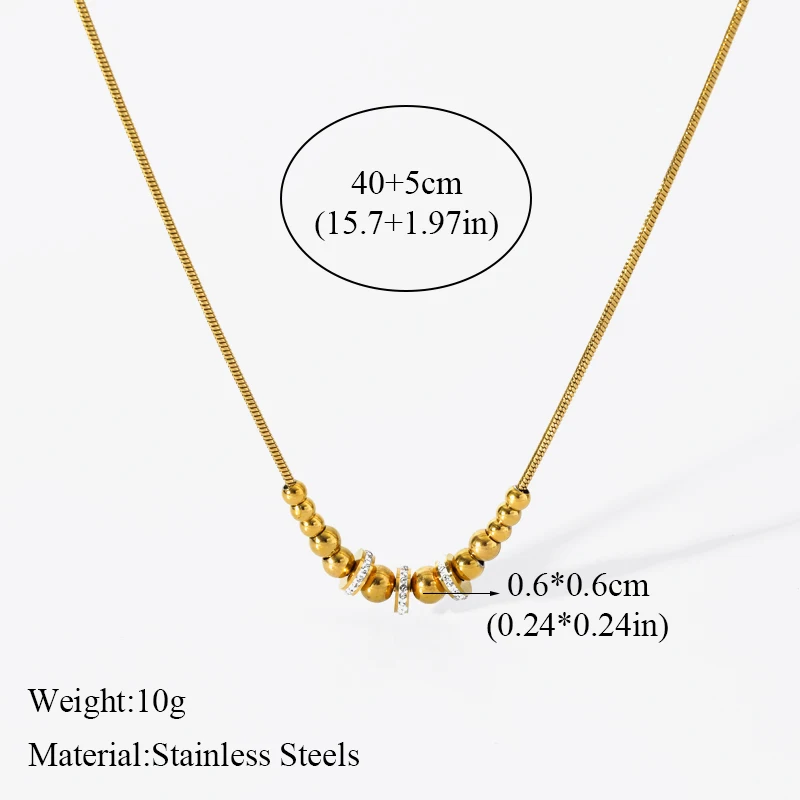 EILIECK 316L Edelstahl Goldfarben Massiv Perlenkette für Damen, Modisches Neues Party-Geschenk, Wasserdichter Schmuck – Detail 28