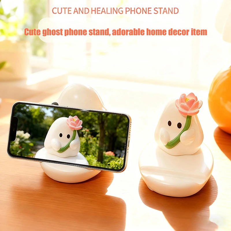 

Держатель для телефона Cute Ghost для дома, гостиной, офисного стола, настольного хранения, поддержка телефона для ленивого человека для просмотра сериала