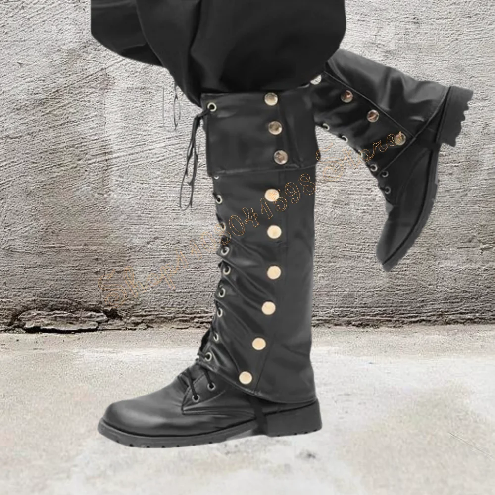 Zwarte Veterlaarzen Gesp Decor Dikke Hoge Hakken Mat Leer Hoge Hak Schoenen voor Vrouwen Hakken 2025, Nieuwe Zapatos Para Mujere