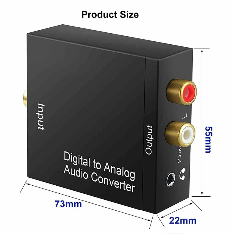 Convertidor óptico coaxial Toslink Digital a analógico RCA L/R, adaptador de Audio estéreo