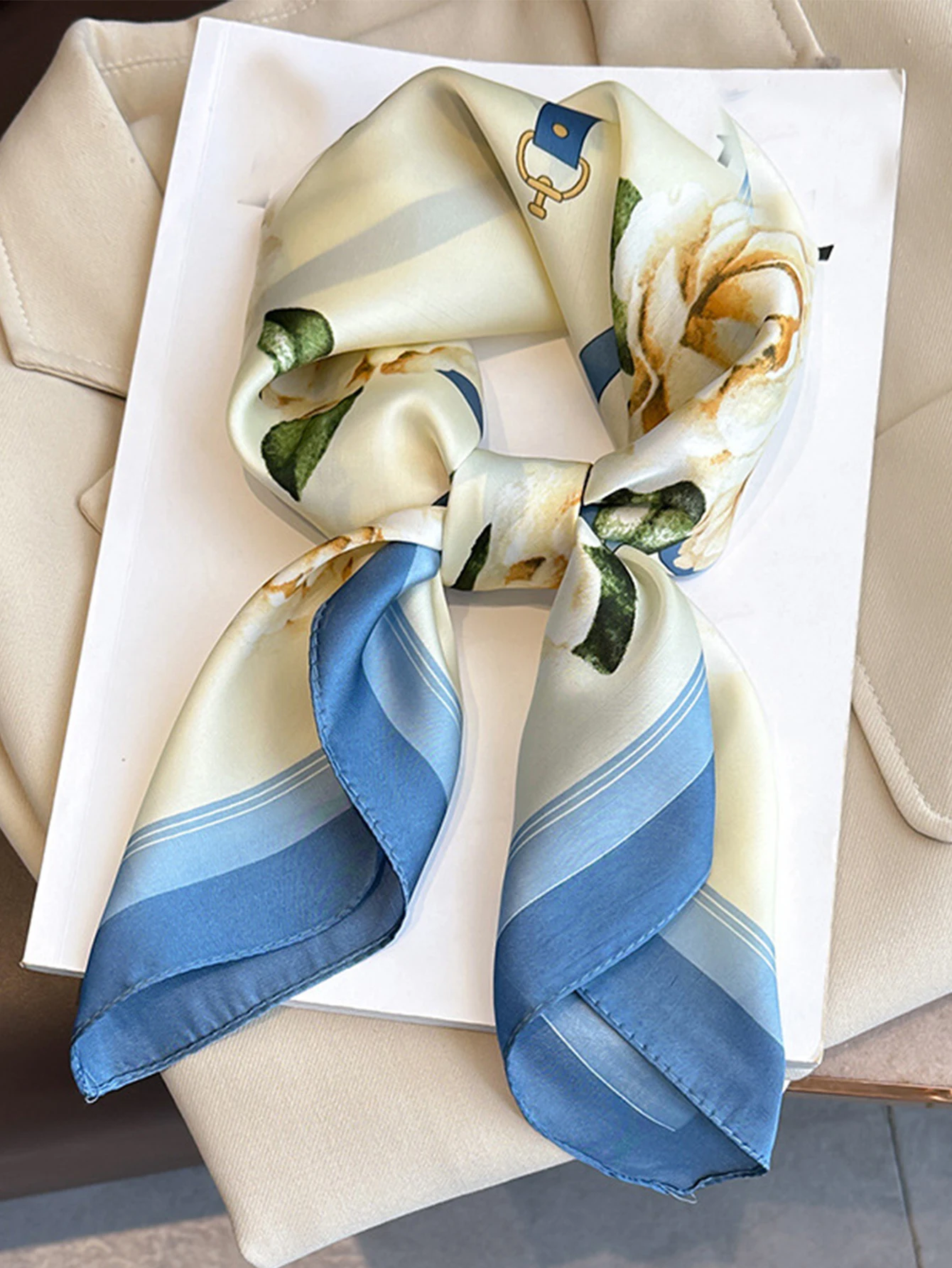 70cm Scarf Simulated Silk Women Summer Shawls And Wrap Hijab Scarves Femme Pashmina Echarpe Designer Beach Stole Bandana image 3