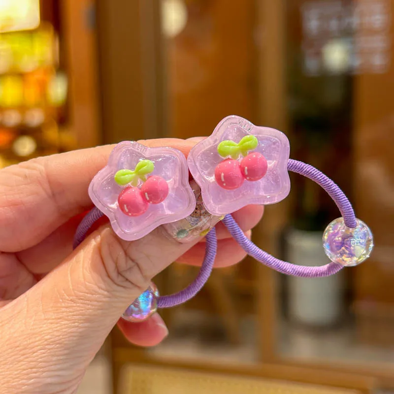 2PCS Transparent Cherry Bunny Elastic Hair Bands for Girls Children's Hair Accessories Baby Headwear Hair Ties image 6