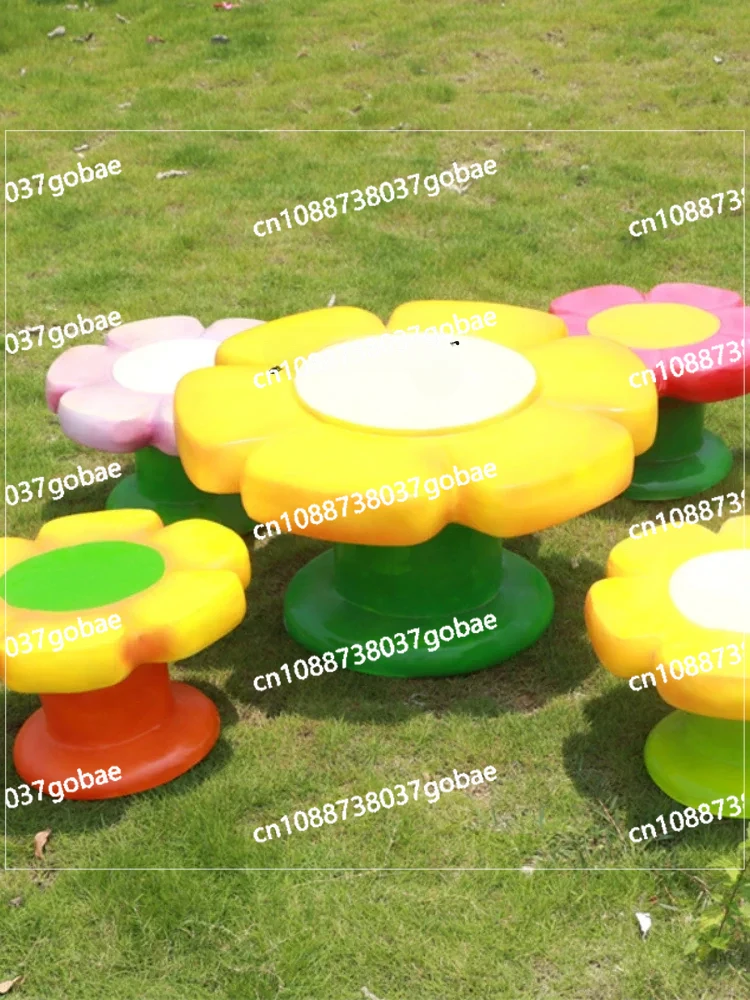 Zk Sunflower Shape Table and Chair Outdoor Grp Sculpture Garden Landscape Decoration