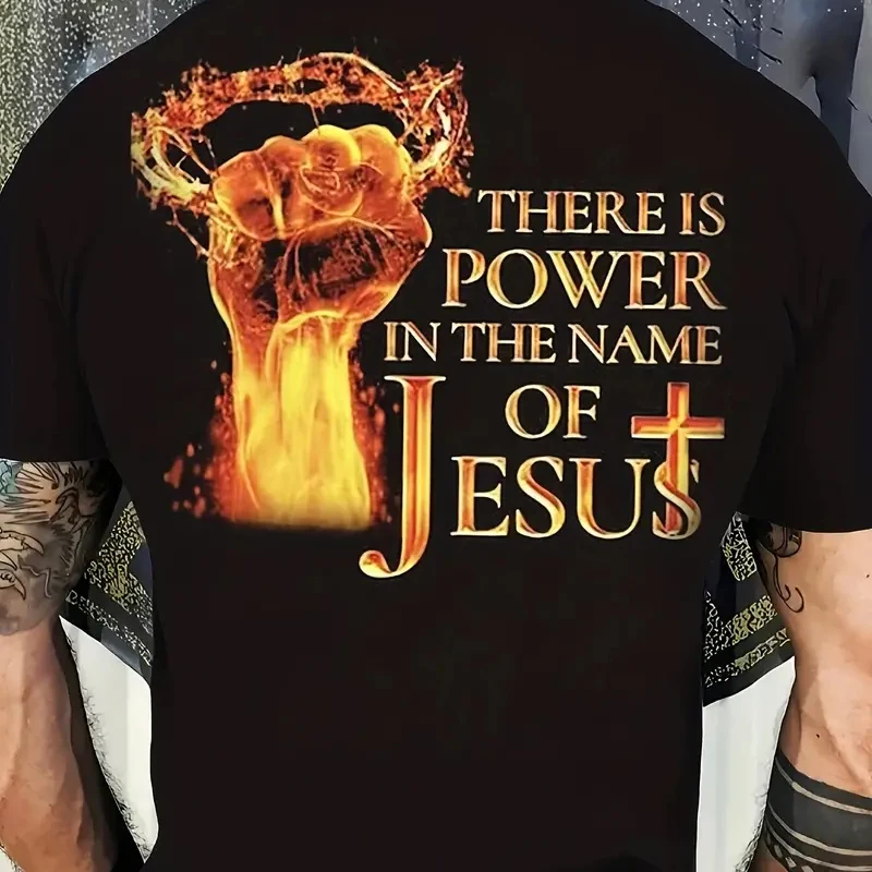 

Men Tee Shirt Jesus Christ Back Printing T-Shirt Fashion Graphic Tops Gift for Christian Jesus Streetwear Oversized Y2k Clothing