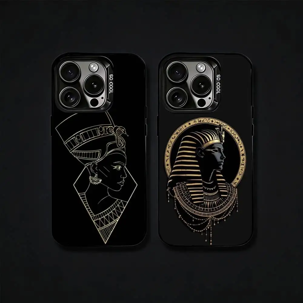 

Ancient Egypt Art Phone Case For iPhone17, 16,15,14,13,12 Pro Max Black Candy Matte Shockproof Cover