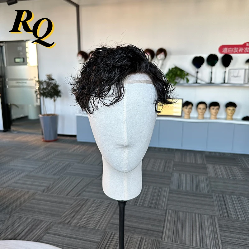 Pre-Cut Q6 Toupee For Men Lace & PU Base Human Hair System Unit Toupee Wig For Men Durable Male Hair Prosthesis Men\'s Wigs