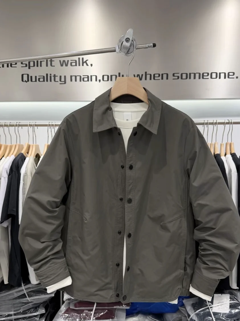 

Весенняя новинка: Мужская модная универсальная куртка для города, свободная повседневная рабочая рубашка-пиджак с отложным воротником, 3D крой, полиэстер