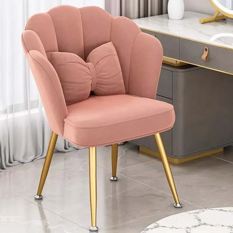 Dinner Lounge Pink Dining Chairs Luxury Occasional Soft Comfort Dining Chairs Waiting Gold Legs Chaises Salle Manger Furniture