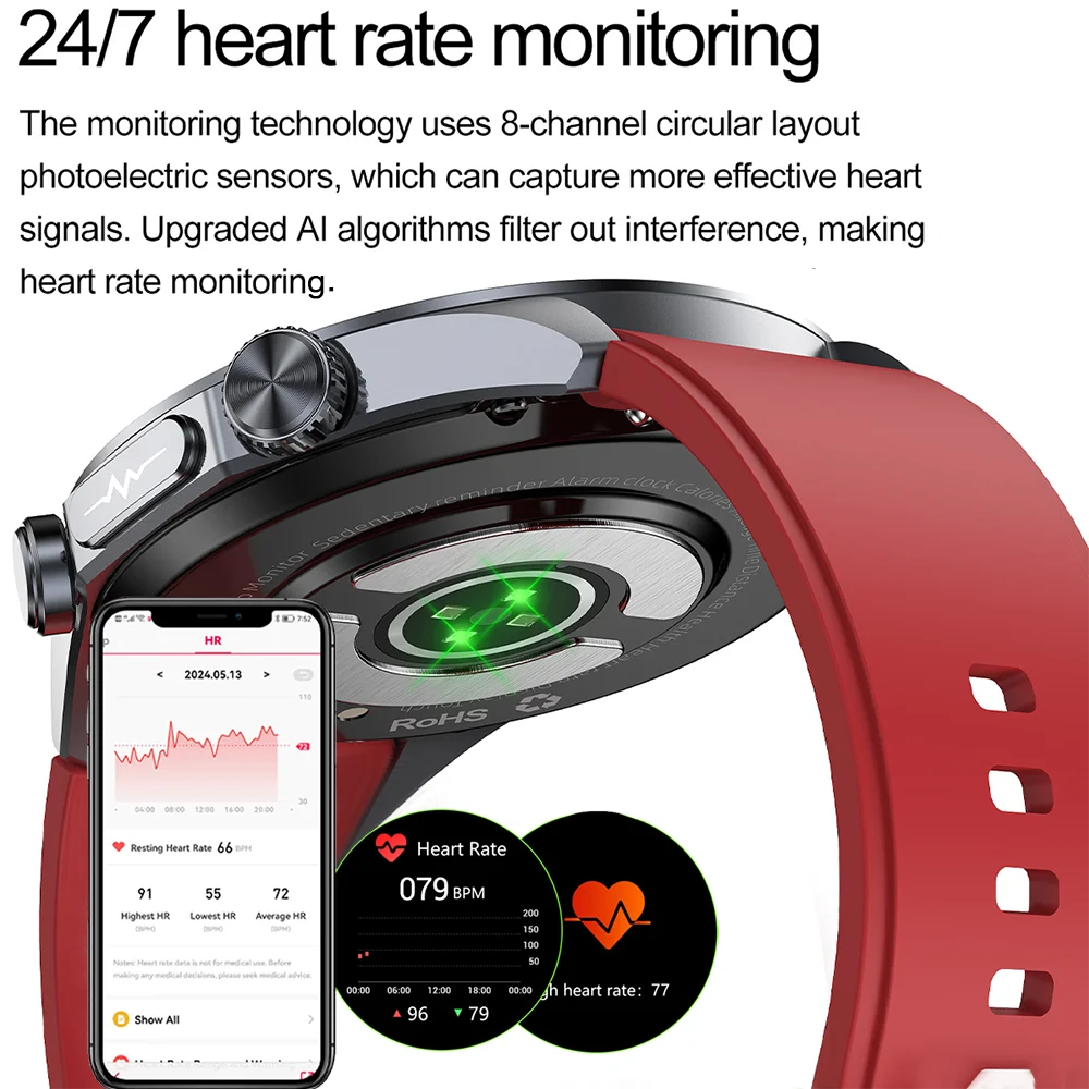 Health Monitor Smart Watch Language Selection Connect Phone HD Bluetooth Call Men's Sports Fitness Smartwatches For Android IOS