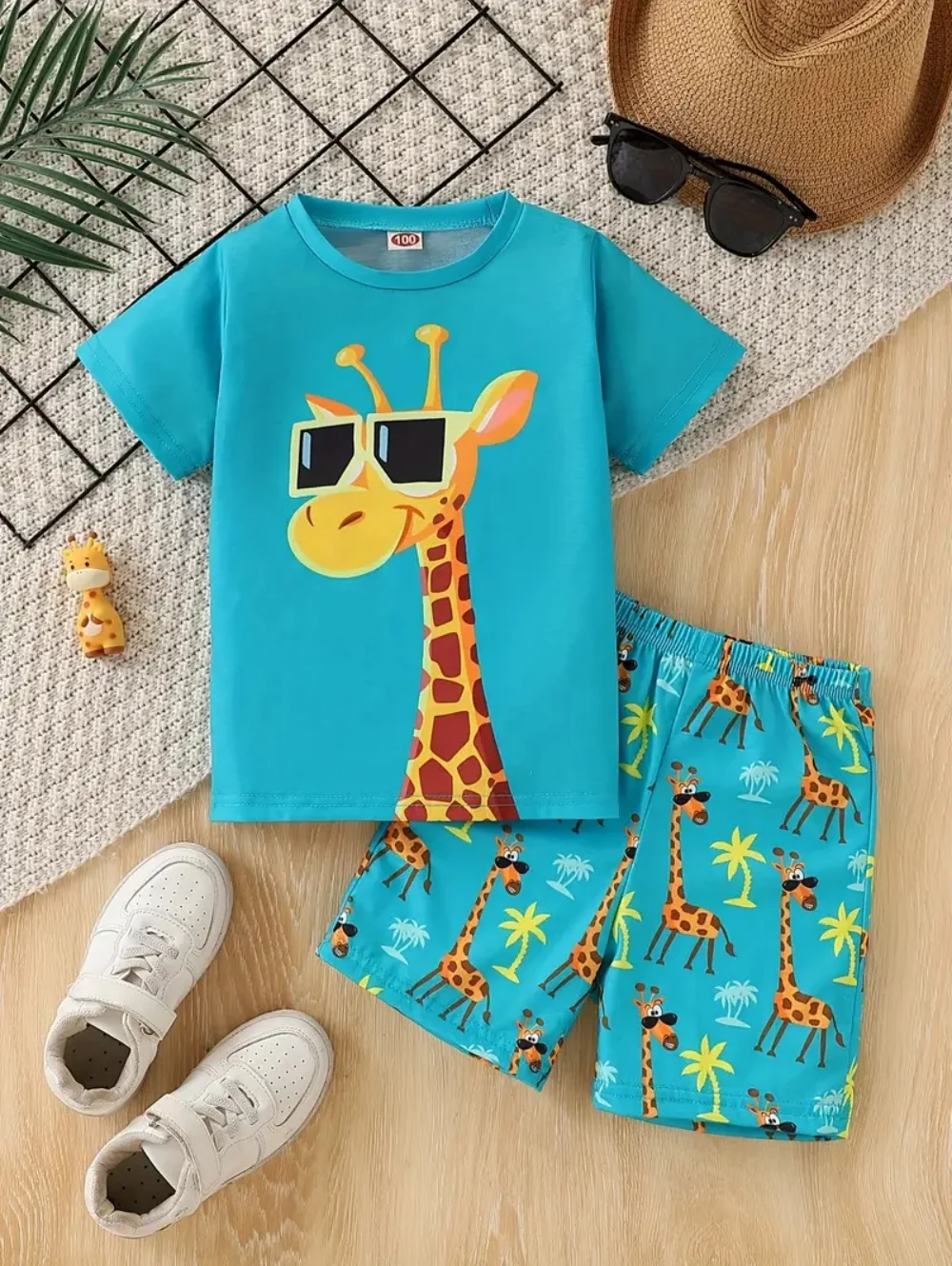 Animal World Children's Set Cute Print Summer Sets for Children Lightweight Casual Kids Tops Outdoor Fashion Children's Clothing