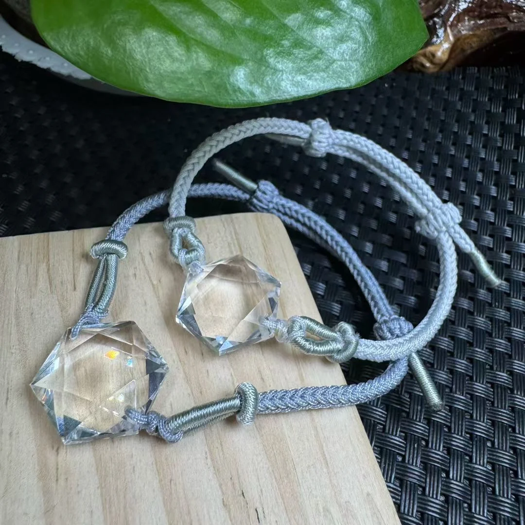 1 Pc Fengbaowu Natural Rock Quartz Hexagram Bracelet Crystal Reiki Healing Stone Jewelry Gift For Women Men