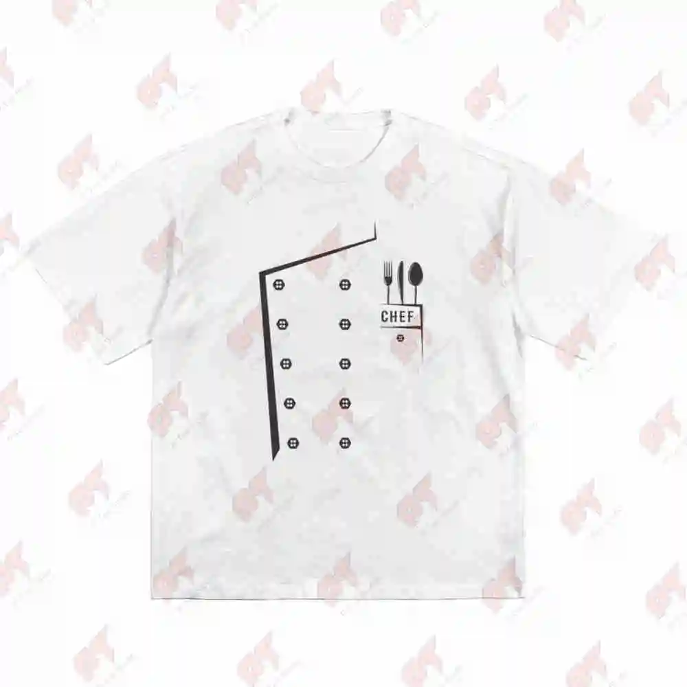 Funny Chef Cooking French Culinary Hat Knife Fork Spoon Short Sleeve Tee 100% Cotton T-Shirt