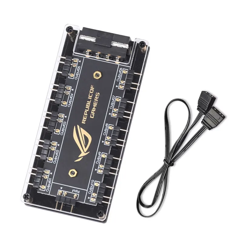 10Port 5v 3Pin ARGB Hub LED Stripe Sata/Molex Power Supply Graphics Card SYNC Light Adapter Plate For Fan Water Cooling Radiator