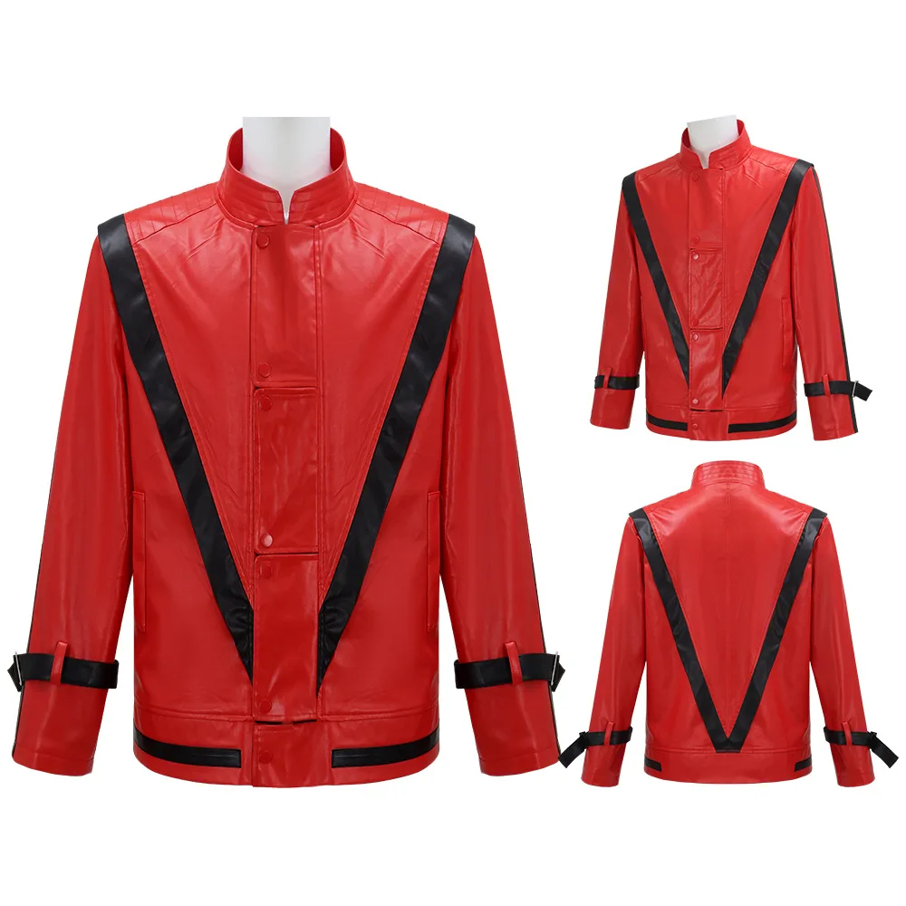

Костюмы Майкла Джексона, красная кожаная куртка для триллера, косплей, Хэллоуин, взрослые, S-2XL