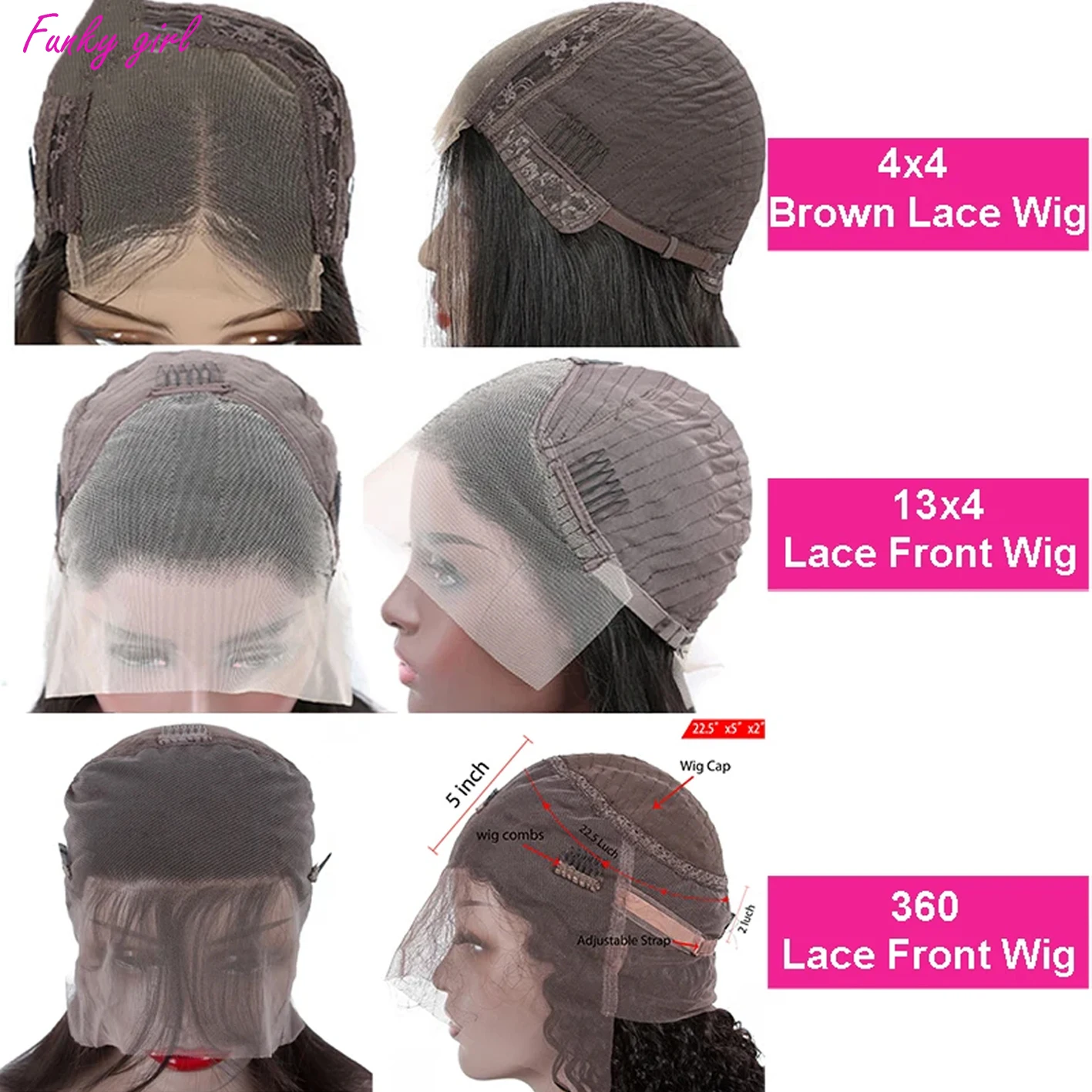 360 Lace Frontal Wigs for Black Women Brazilian Straight Lace Front Human Hair Transparent 4x4 Lace Closure Wig Pre Plucked