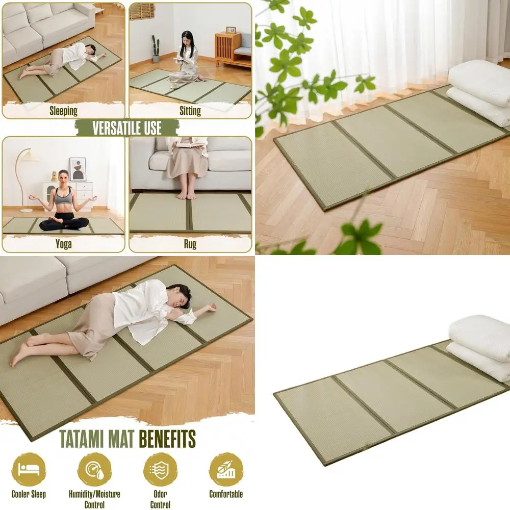 Japanese Traditional Tatami Floor Mat, Anti-Slip, Folding, Twin XL Size, 80x40cm