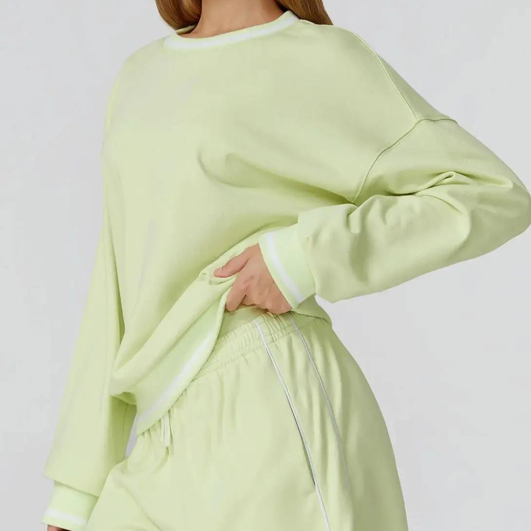 

Новые цветные блокирующие женские свободные топы с длинными рукавами и круглым вырезом, женские модные повседневные спортивные топы для фитнеса на открытом воздухе для бега