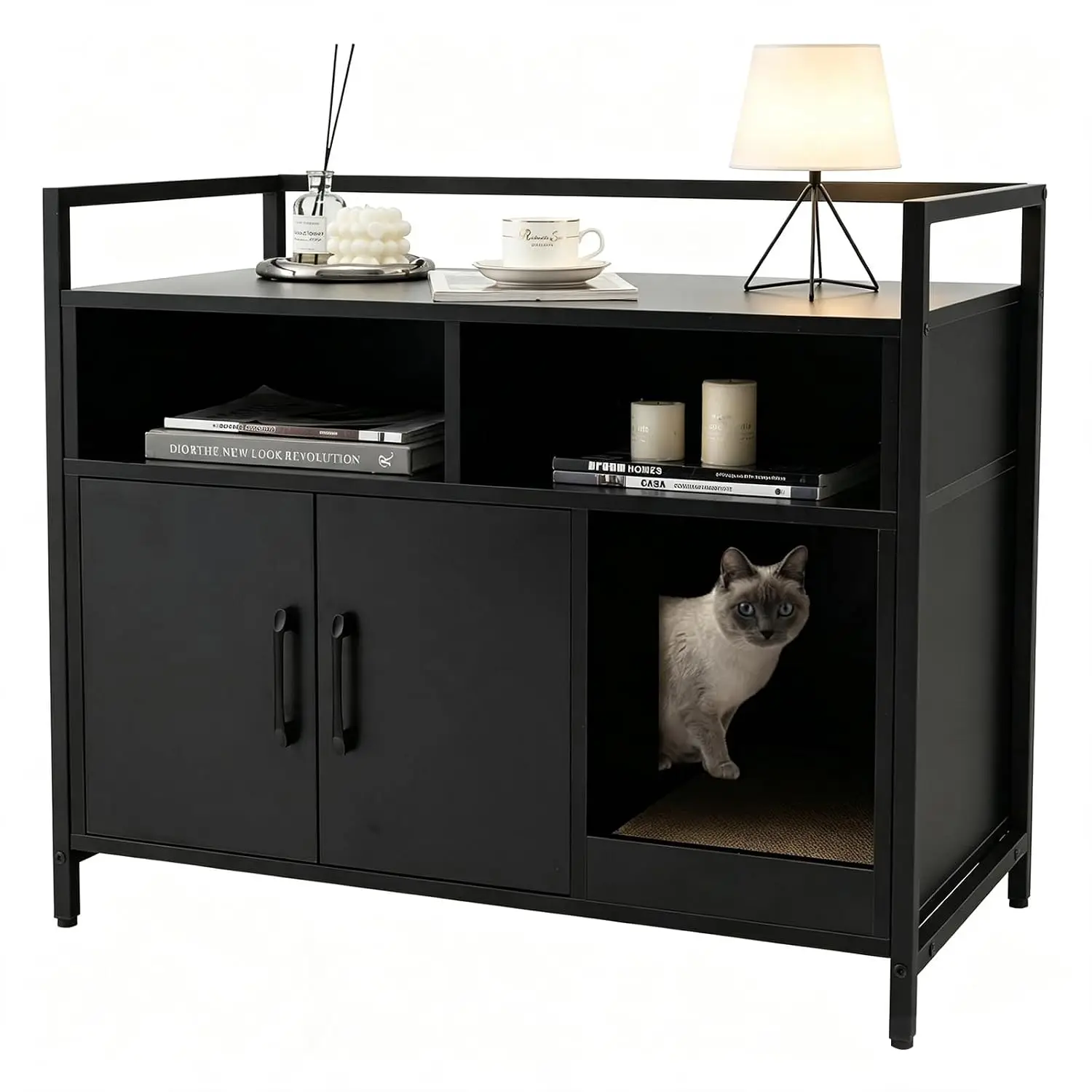 Cat Litter Box Enclosure, Hidden Cat Cabinet Furniture, Dog-Proof