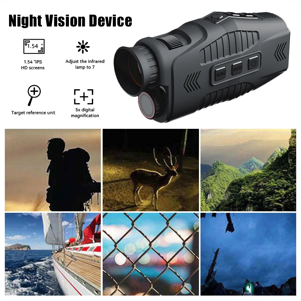 R11 Monocular Night Vision Device 5x Digital Zoom Infrared Night Vision Hunting Telescope  Outdoor Day Night Dual Use Full 300m