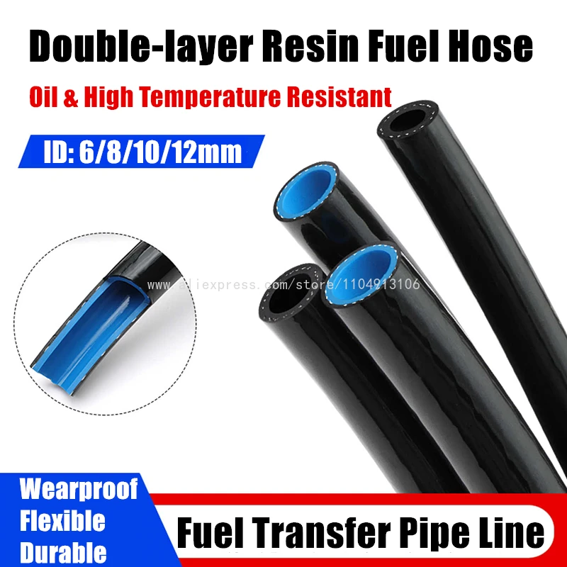 Double-layer Resin Fuel Hose Flexible Car Diesel Oil Pipe High Temperature Resistant Fuel Transfer Tube ID 6mm 8mm 10mm 12mm