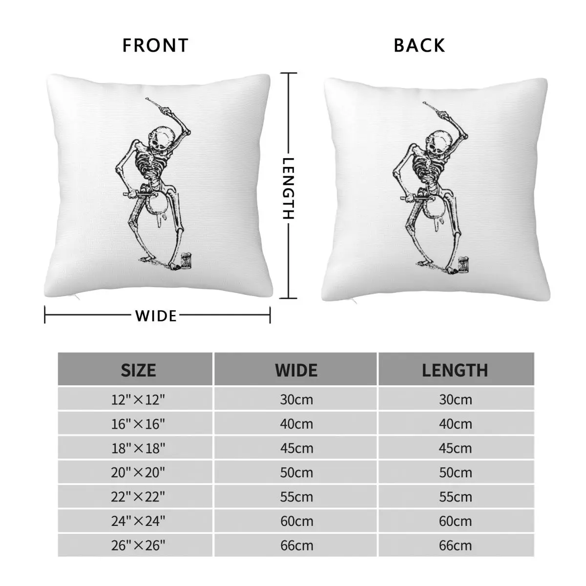 Dance Of Death Square Pillowcase Polyester Linen Velvet Pattern Zip Decorative Home Cushion Cover