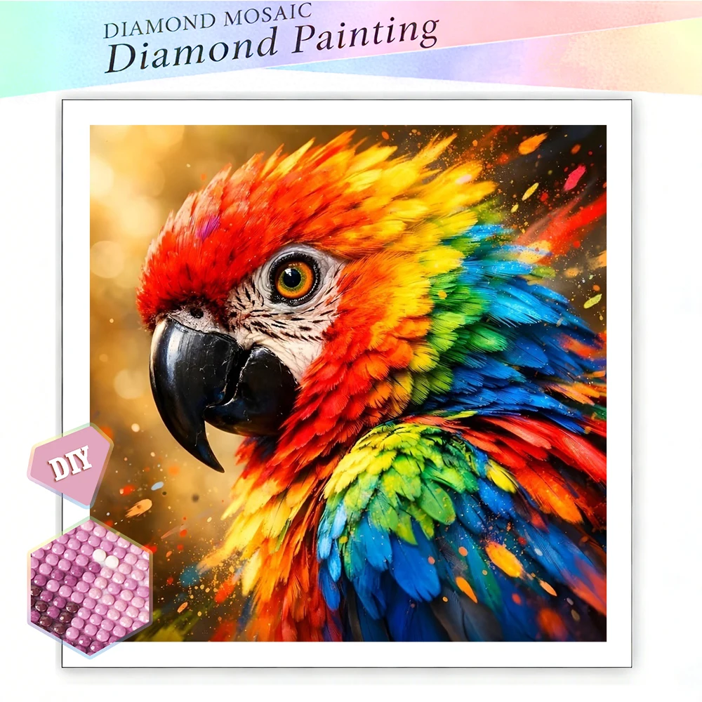 EverShine 5D Diamantmalerei Papagei Vollquadratisch Rundbohrer Stickerei Tier DIY Mosaik Bunt Neuheiten Heimdekoration