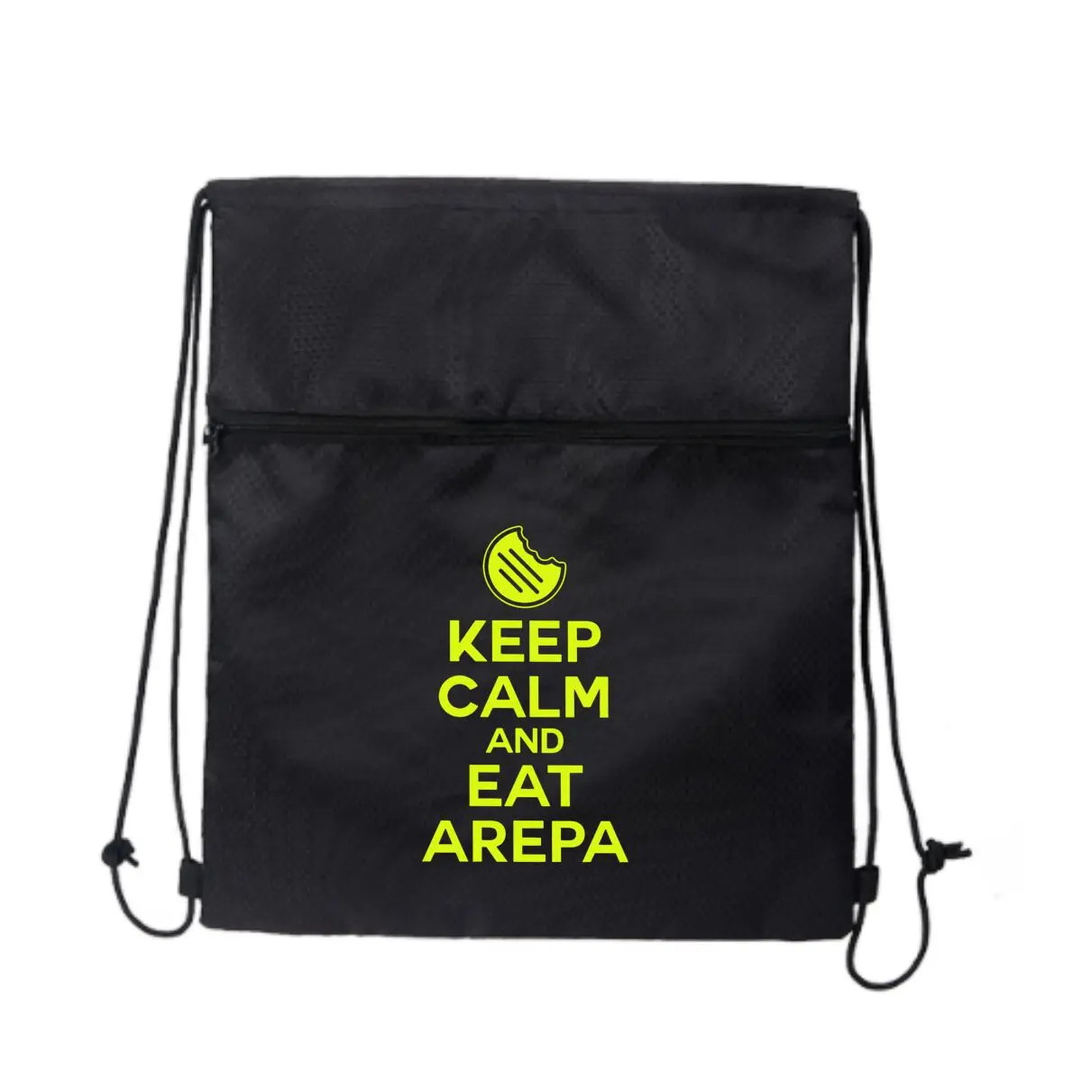 

Keep Calm Aera Starts Daily Cheer Черная минималистичная уличная сумка на молнии на шнурке