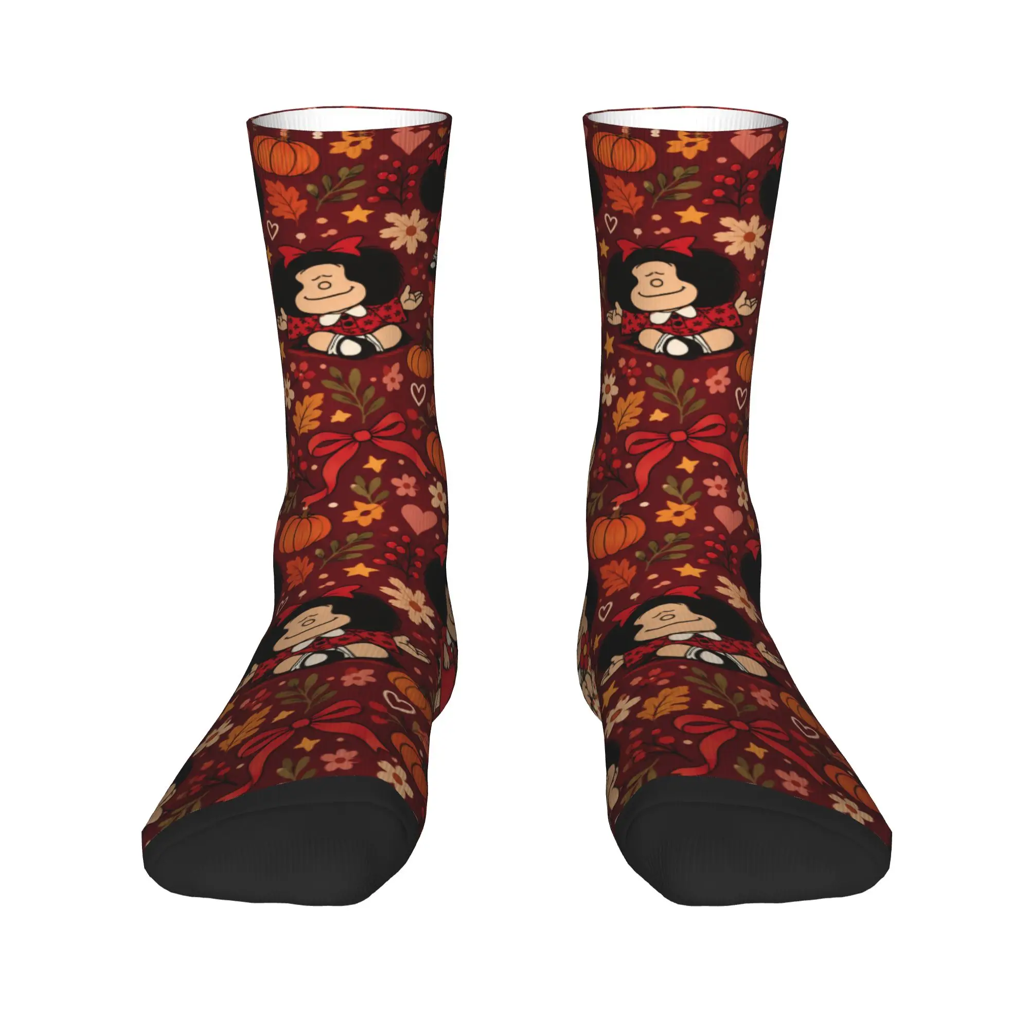 Men Socks Halloween Mafalda Red Tone Seamless  Stockings Non Slip Medium Soft Socks Autumn Gothic Printed Cycling Socks