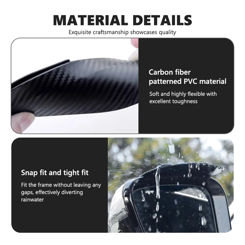 2Pcs Universal Car Carbon Fiber Rearview Mirror Rain Eyebrow For Seat Ibiza Leon E-racer Altea Formentor FR Racing Arona