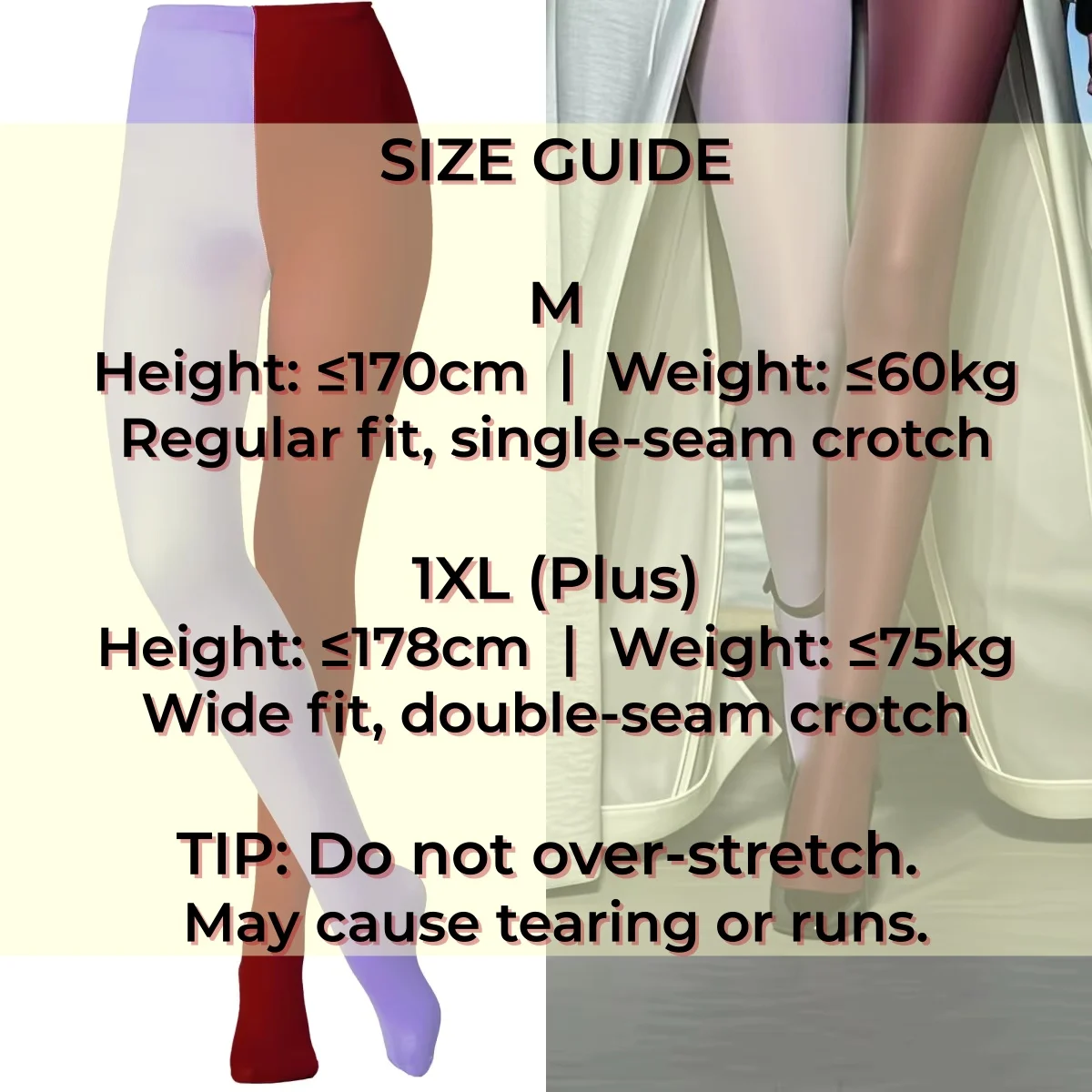 2026 Women's Two-toned Dopamine Color Pantyhose Split Color Tights Asymmetric Tights Duo Tights Bicolor Tights Ladies 2 Color