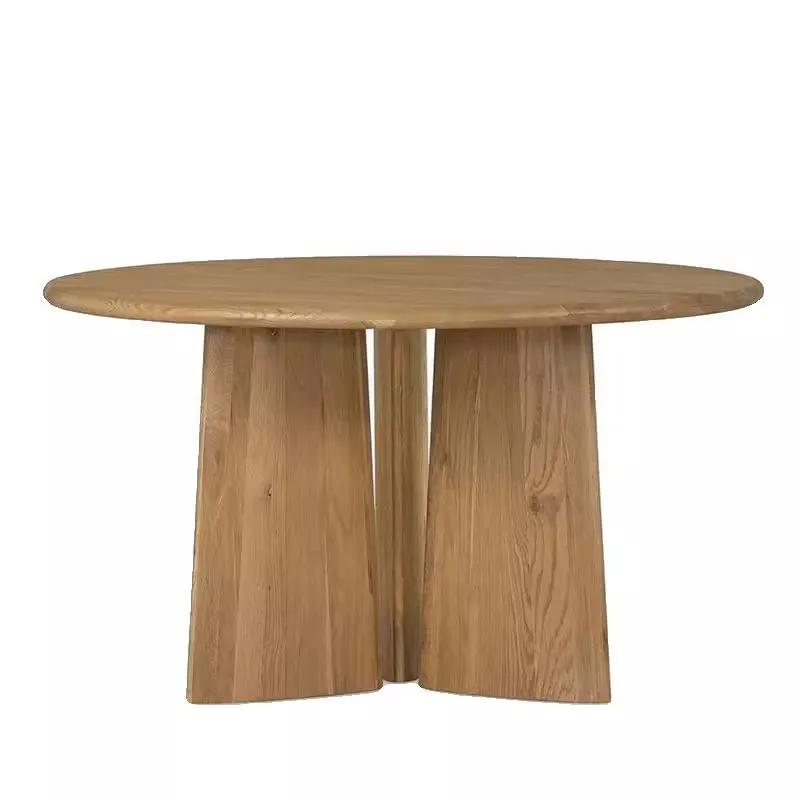 Ash wood solid wood round dining table household small apartment designer medieval French high-end dining table