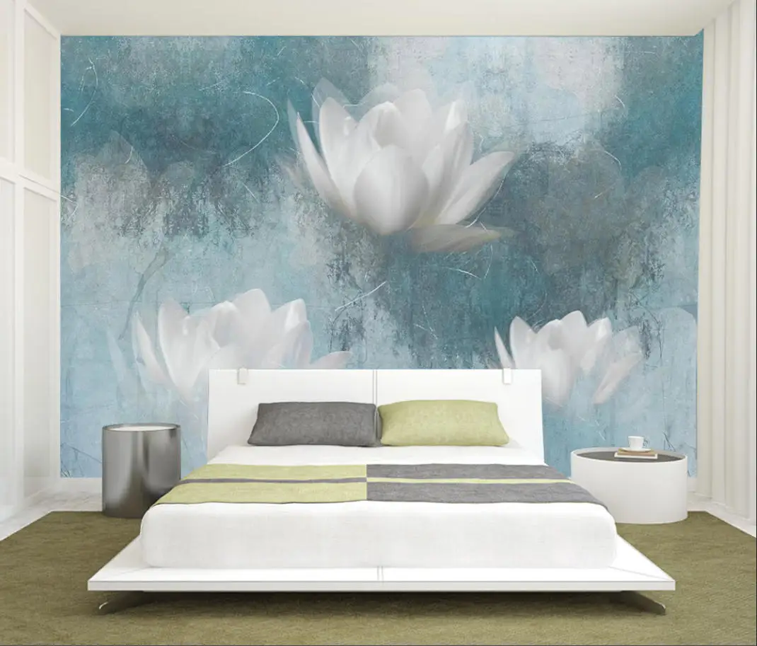 custom made individuality wallpaper watercolor hand painted style flower rose butterfly TV background wall decorate wallpaper