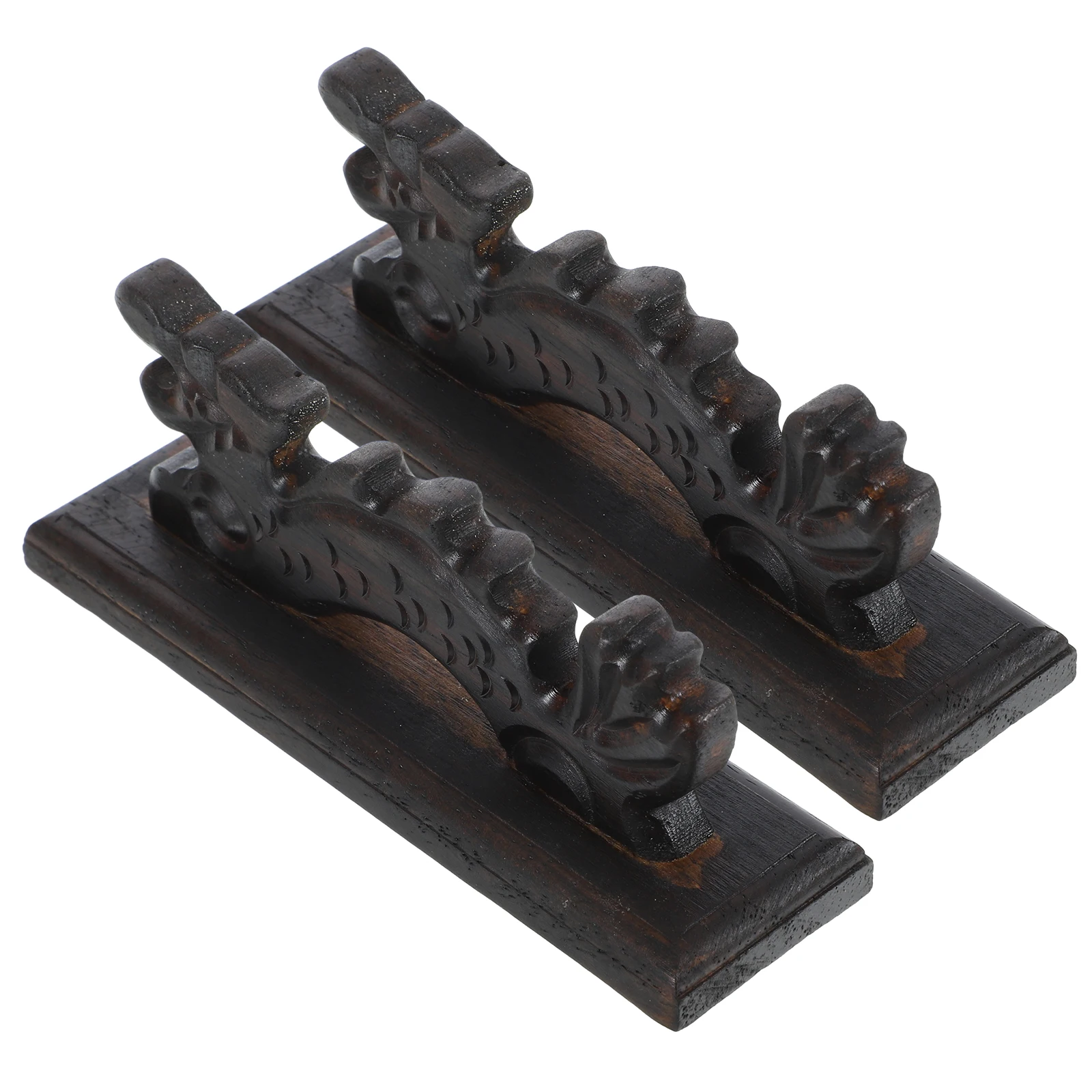 

2pcs Dragon-shaped Pen Holder Wooden Calligraphy Brush Rest Study Room Ornament Durable Storage Crafted Details Practical Home