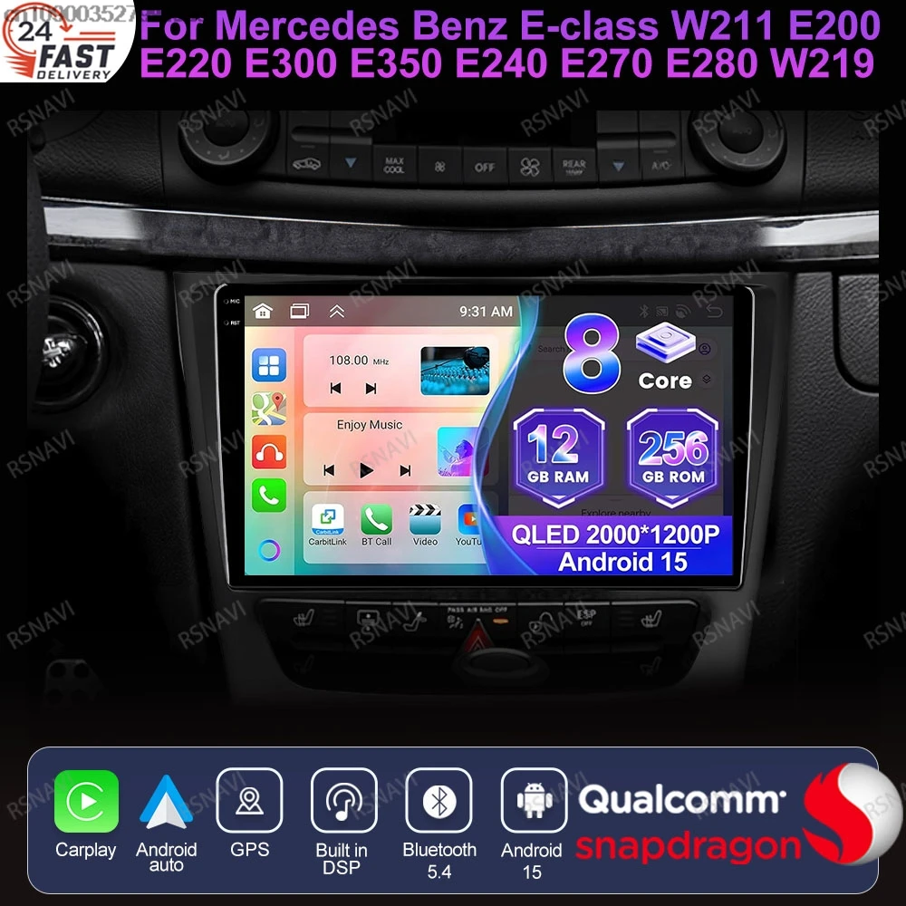 

Android 15 для Mercedes Benz E-class W211 E200 E220 E300 E350 E240 E270 E280 W219 Systems Viedo Player DVD RDS Stereo WIFI+4G BT