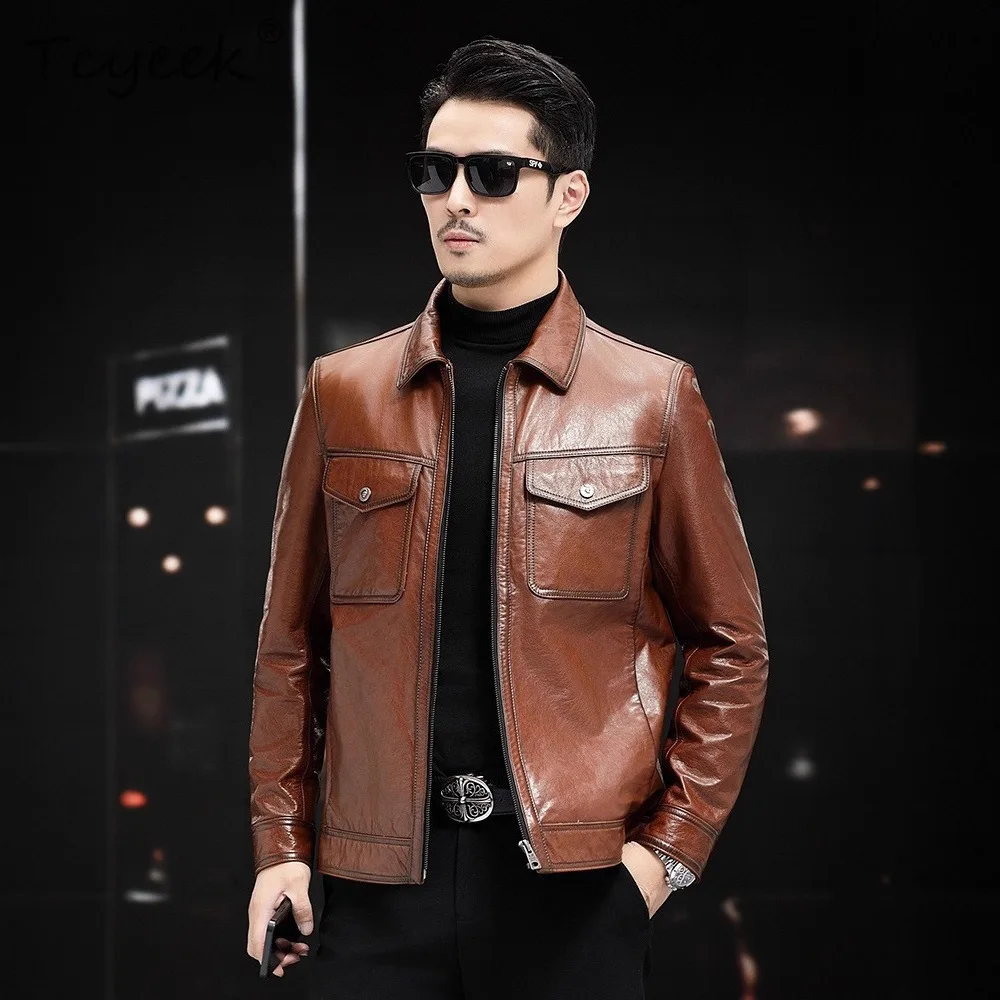 

Tcyeek масляное восковое пальто из воловьей кожи, верхний слой, куртка из натуральной кожи, мужская осенняя одежда, мужские пальто, новая верхняя одежда Jaqueta De Couro
