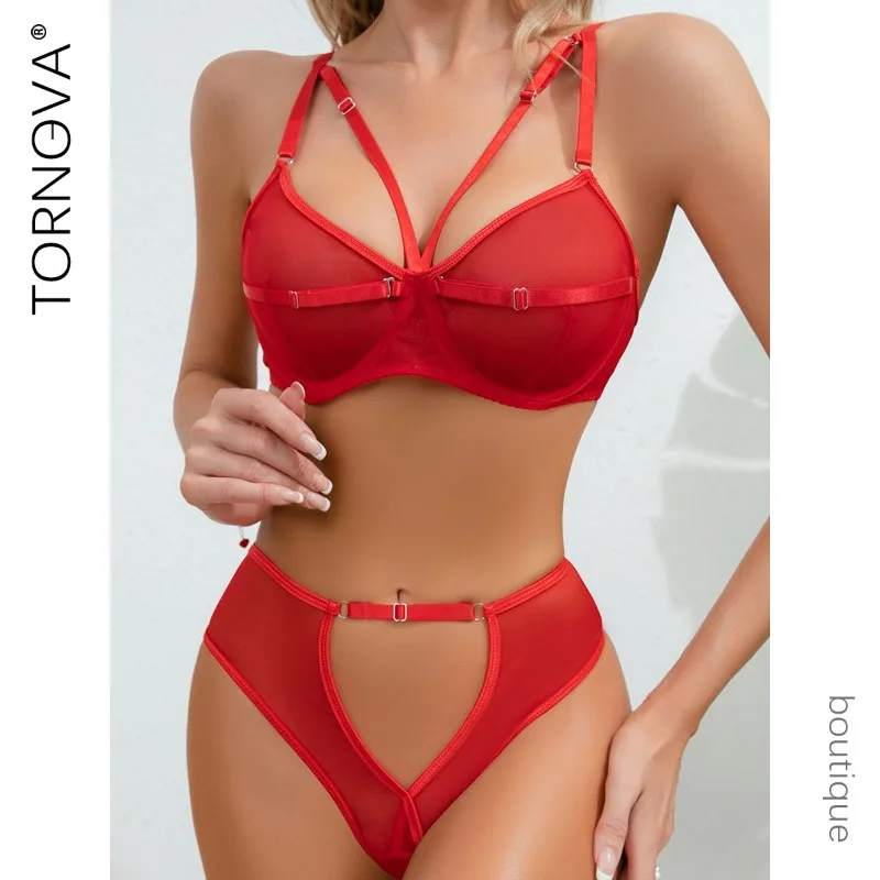 

Tornova Hot Sexy Lingerie Panty Hollow Out Mesh See-through Slim Backless Romantic GirlInteresting Sissy Seductive Underwear Set