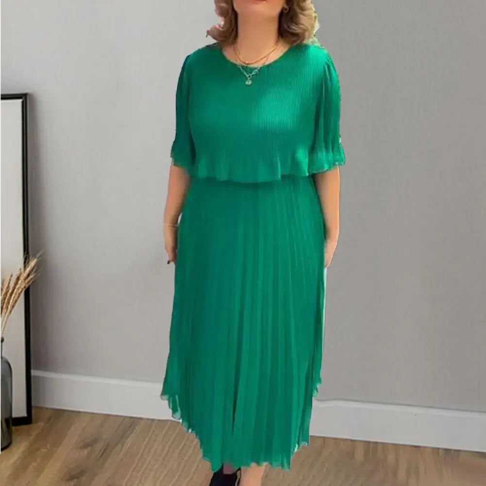 

Women Maxi Dress Elegant Plus Size Maxi Dress with Pleated Layers Irregular Hem for Women Breathable Chiffon Summer for Parties