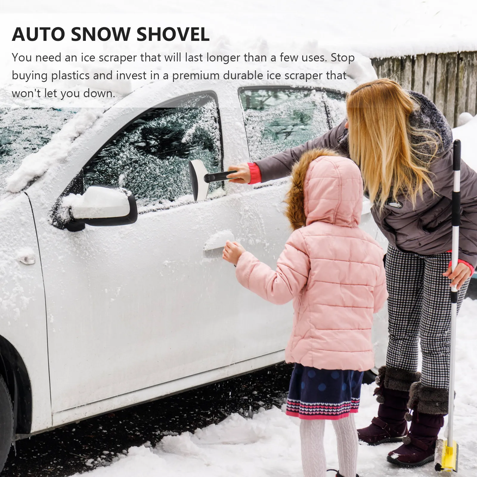 Premium Stainless Steel Ice Scraper for Cars Black ABS Handle Ergonomic Design Windshield Safe Heavy Duty Auto Snow Removal Tool