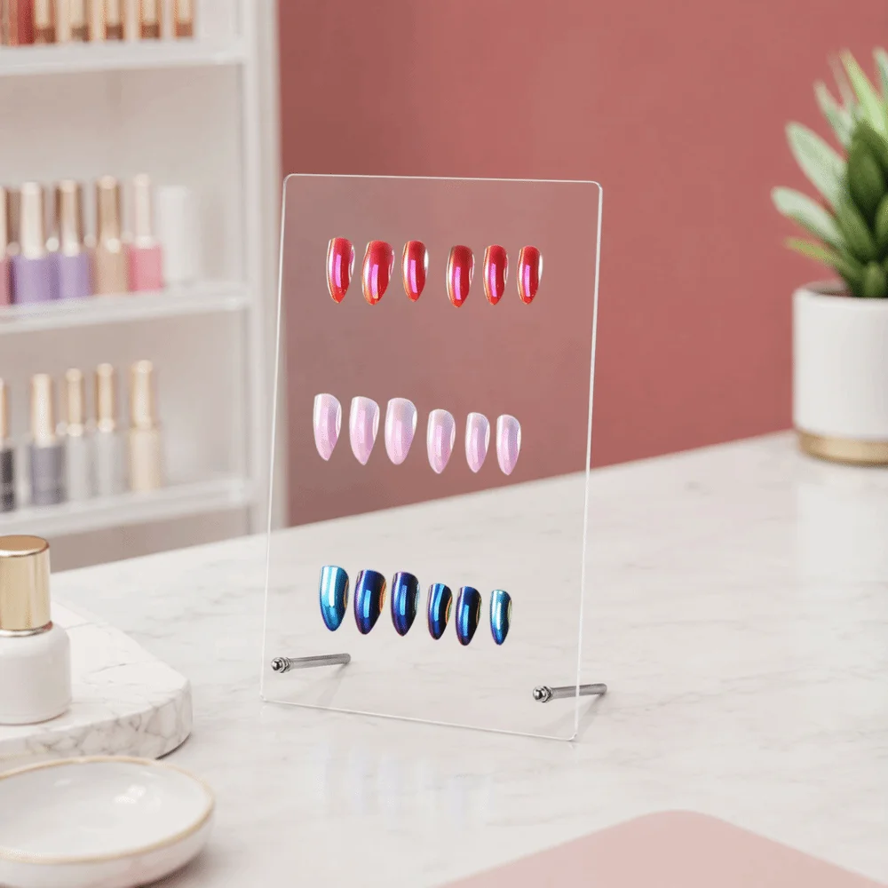 Transparent Acrylic Clear Acrylic Nail Art Display Frame Metal Stand Clear Holder Salon Manicure Color Rack Holder Large Size