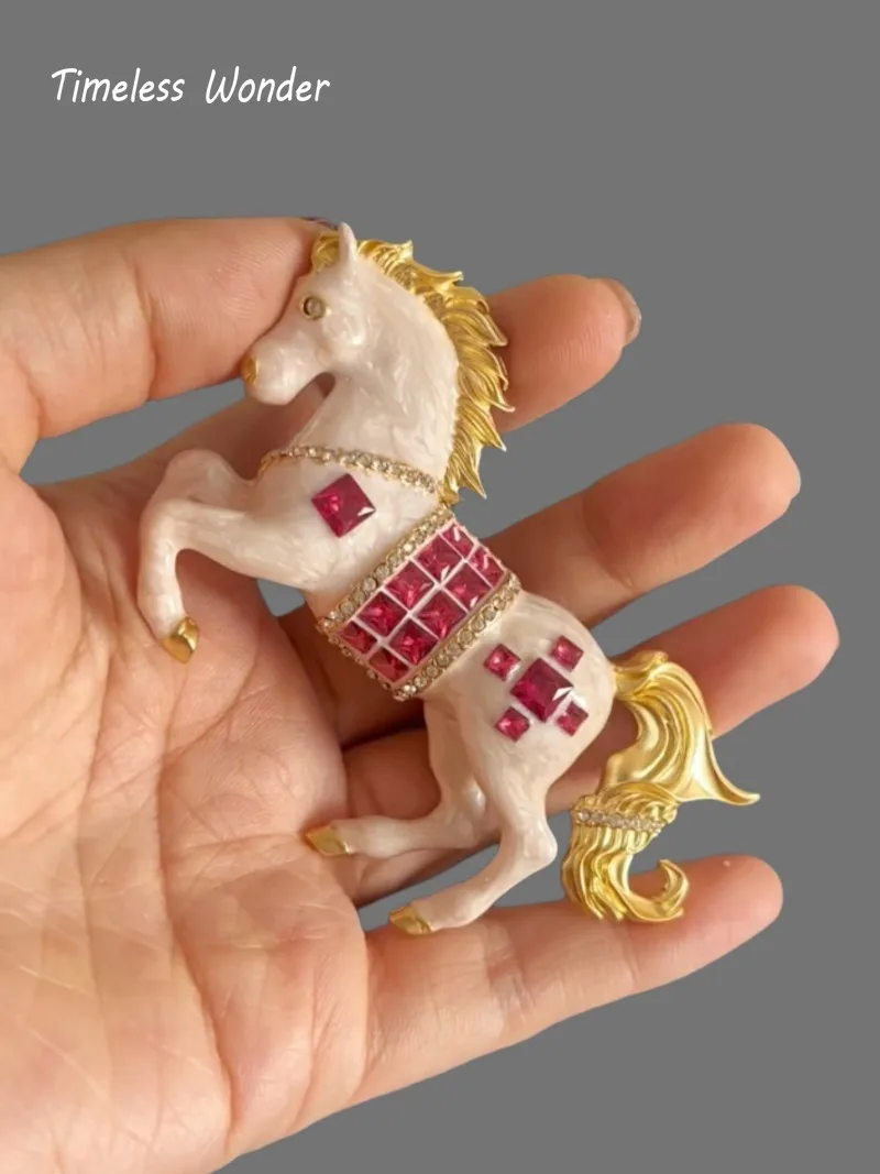 

Timeless Wonder Fancy Enamel Zircon Horse Brooch Pins for Women Designer Jewelry Top Vintage Gift Trendy Rare Mix 5283