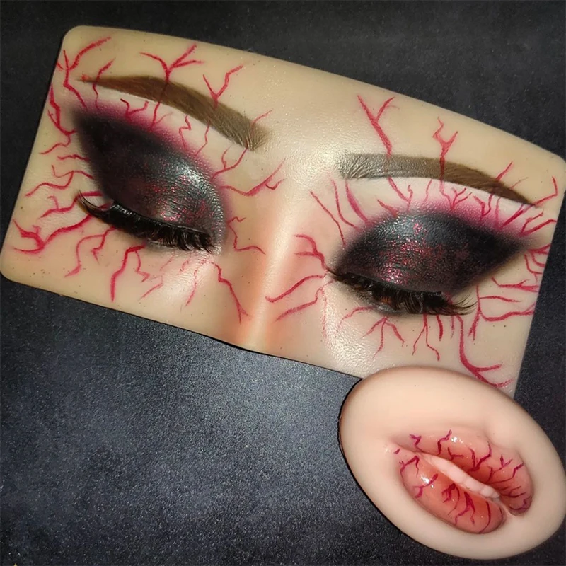 Reusable 5D Silicone Face Eye Makeup Practice Board Bionic Skin for Face Eyelash Practice Mannequin Training Tattoo Pad Supplies