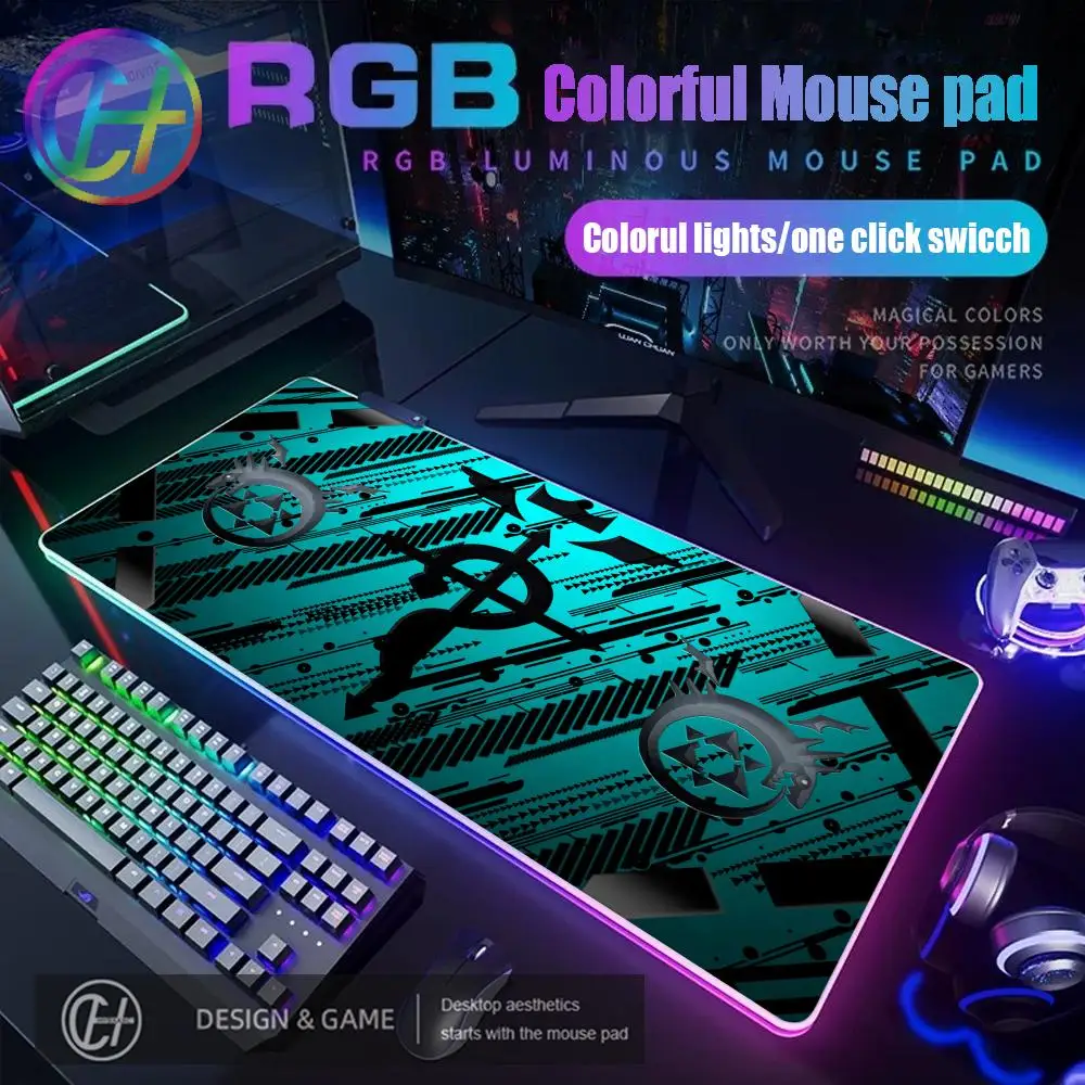

RGB Large Fullmetal Alchemist Mouse Pad Gaming Custom Home HYBXAXC Keyboard Pad Anti Slip Office Carpet Soft Computer Table Mat
