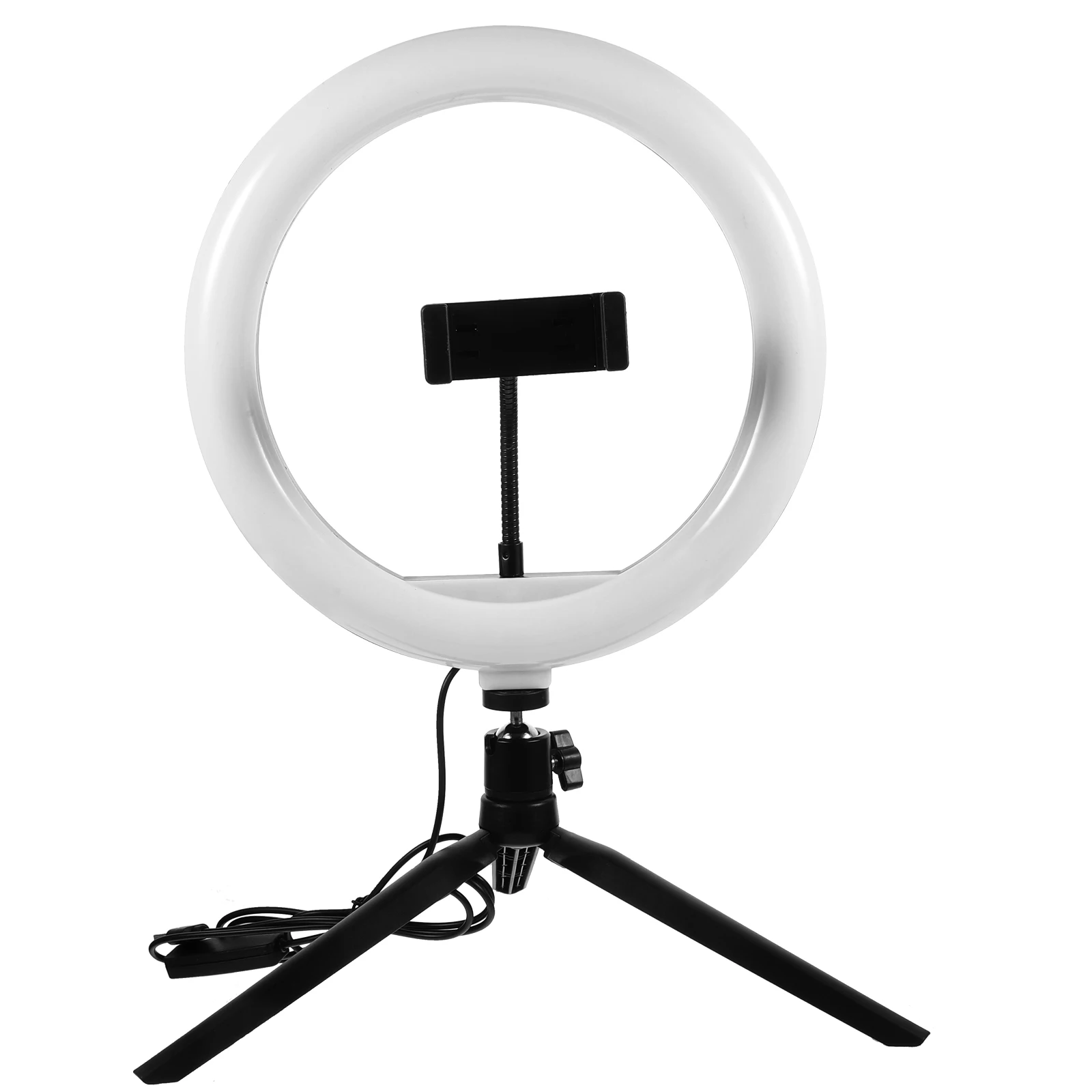 

Dimmable LED Ring Lamp Tripod for Photography Video Shooting Broadcast Fill White Abs
