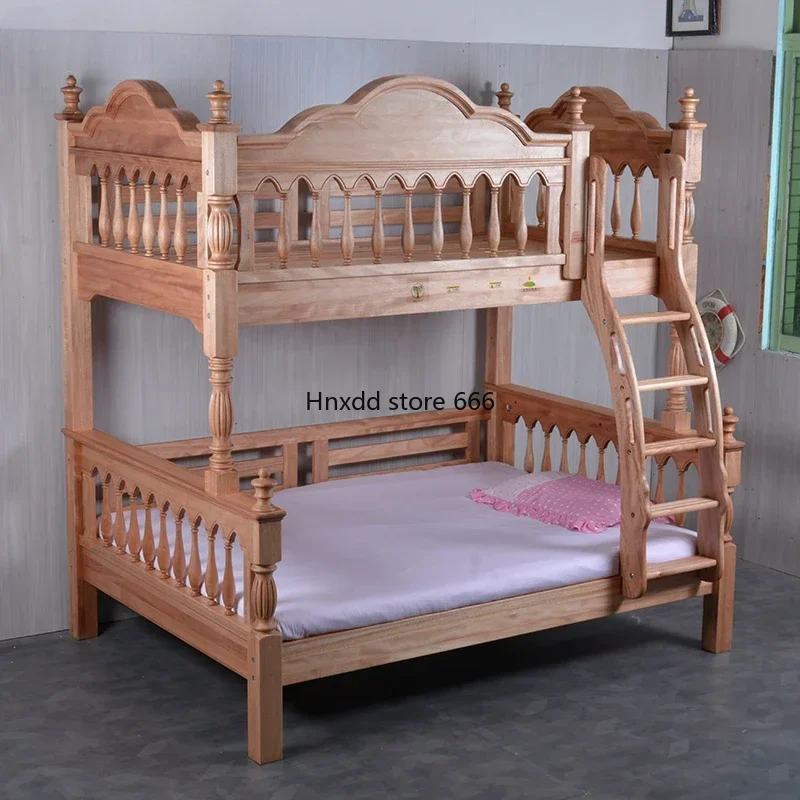 All solid wood children's upper and lower child and mother beds, high and low beds